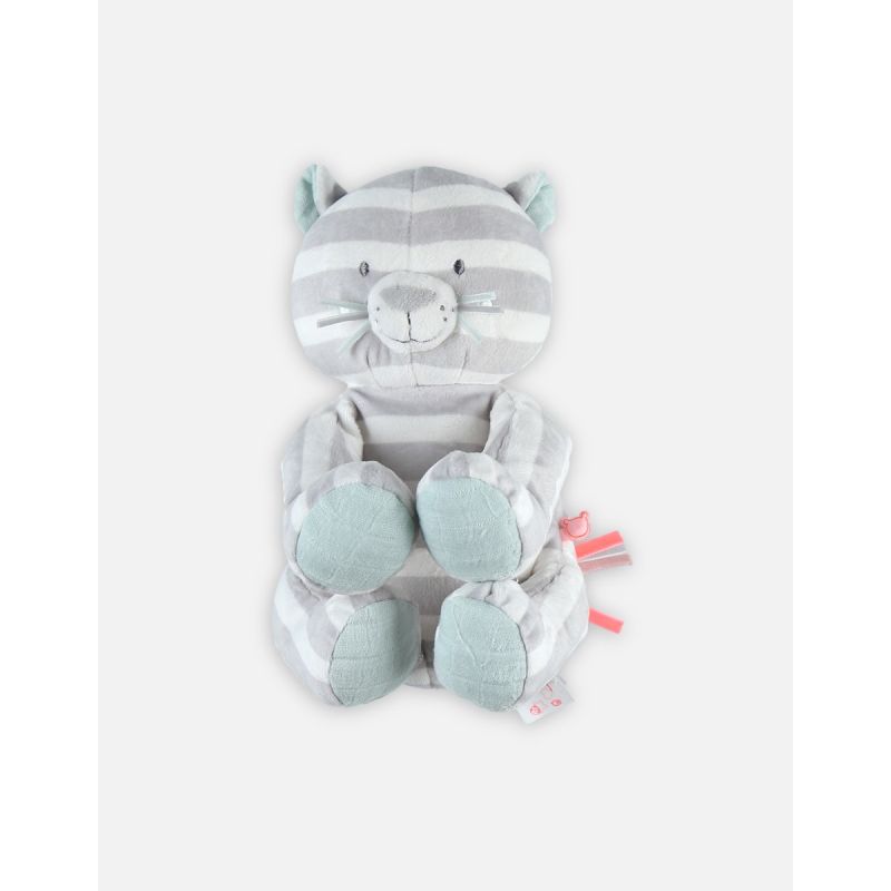  - anna et milo - peluche tigre blanc gris 25 cm 